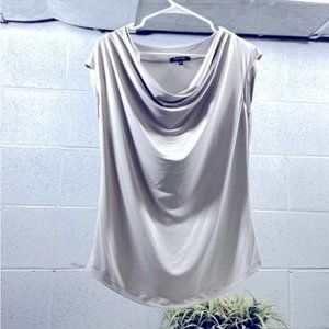 Cowl neck sleeveless dressy top in silver grey??